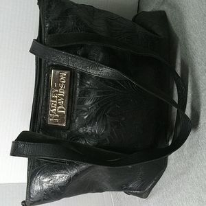 Harley-Davidson black leather tote bag